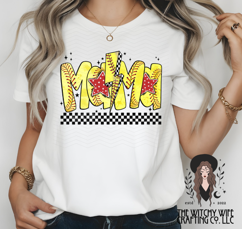 MAMA SOFTBALL CHECKERED