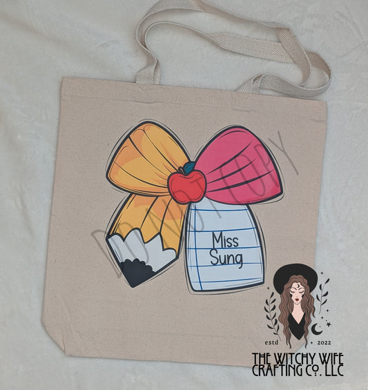 PERSONALIZED TEACHER TOTE BAG