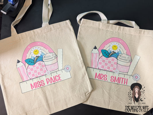 PERSONALIZED TEACHER TOTE BAG