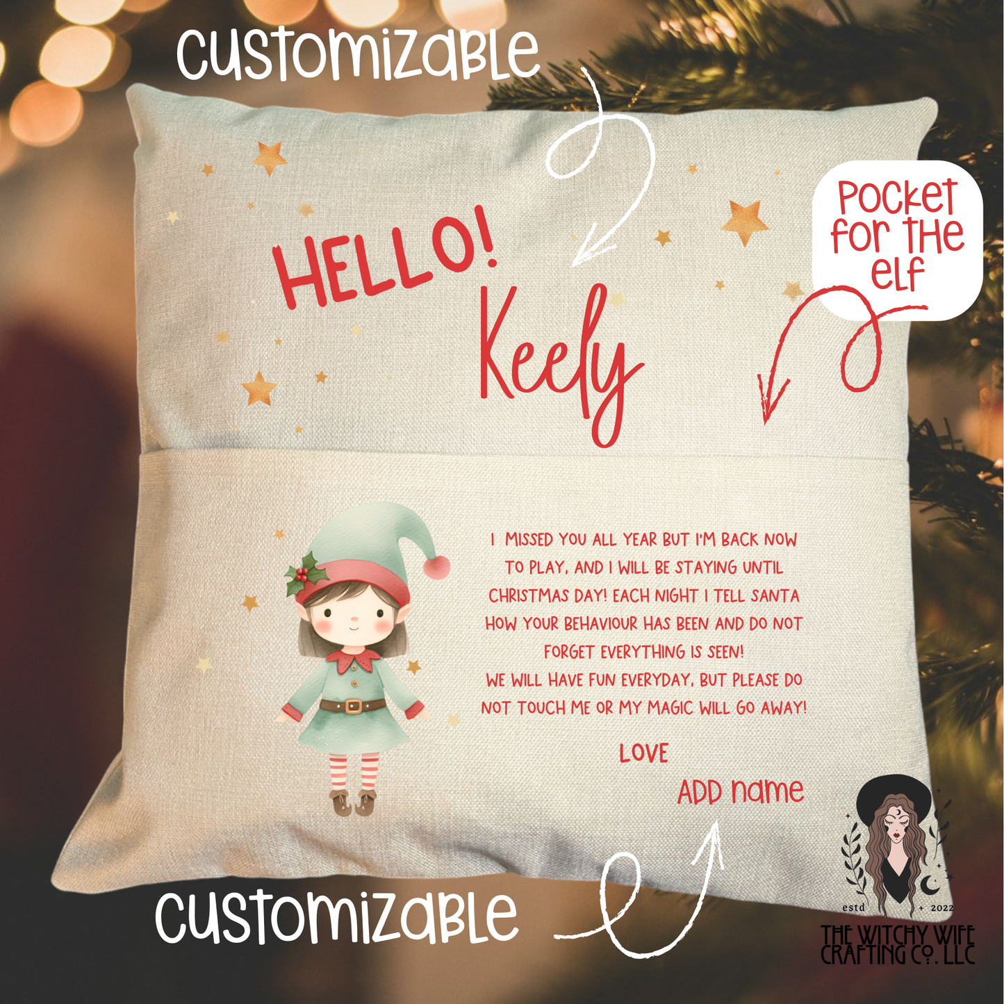 PERSONALIZED ELF POCKET PILLOW