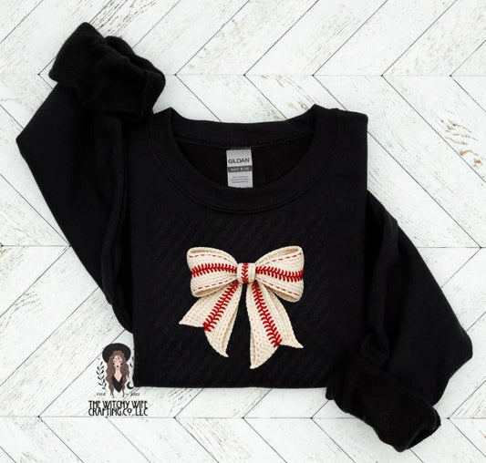 BASEBALL FAUX YARN BOW