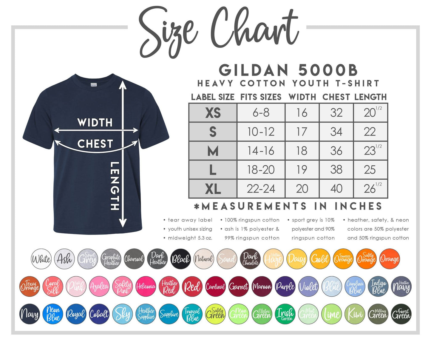 Clothing Color & Sizes