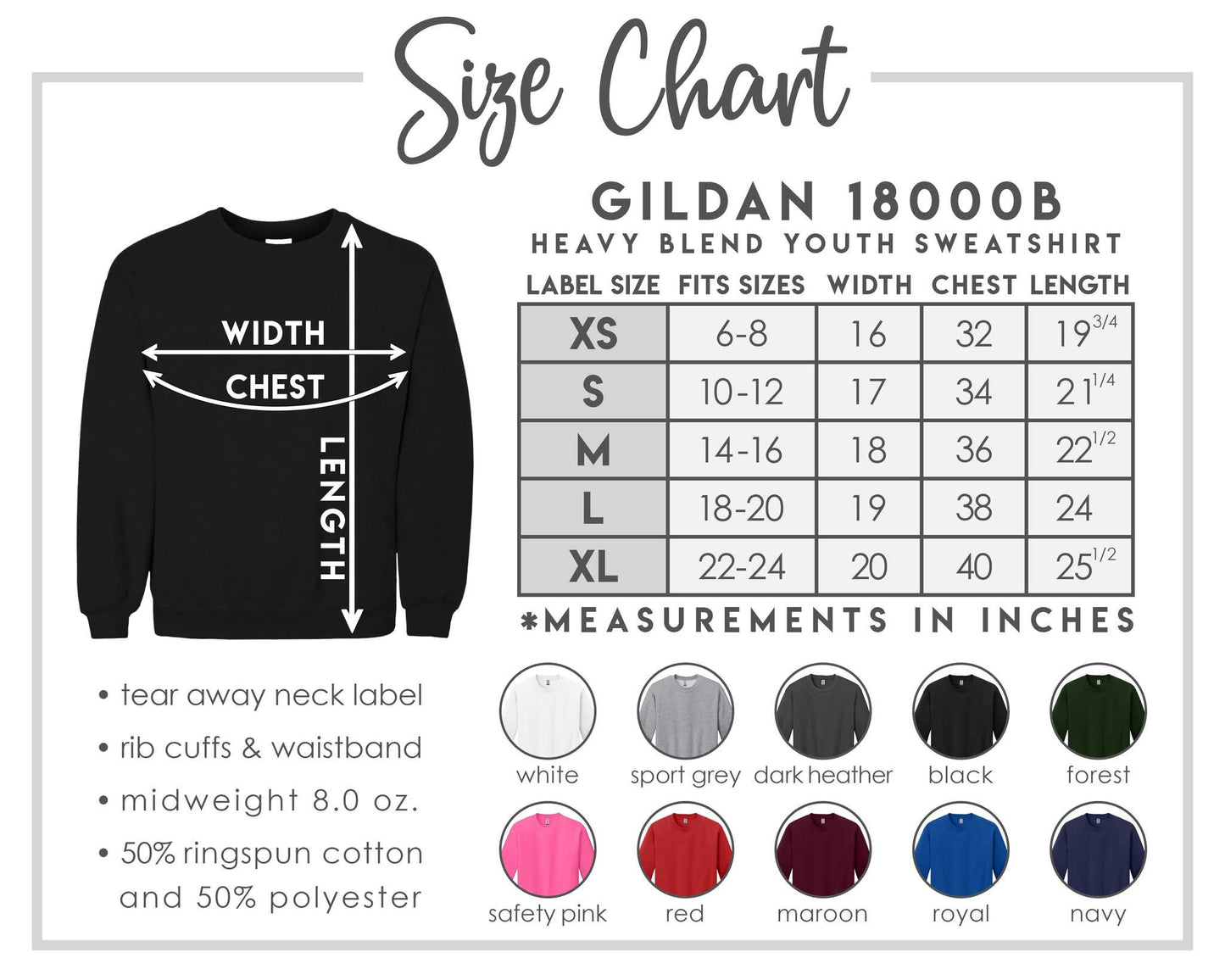 Clothing Color & Sizes
