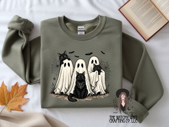 GHOST WITH BLACK CATS