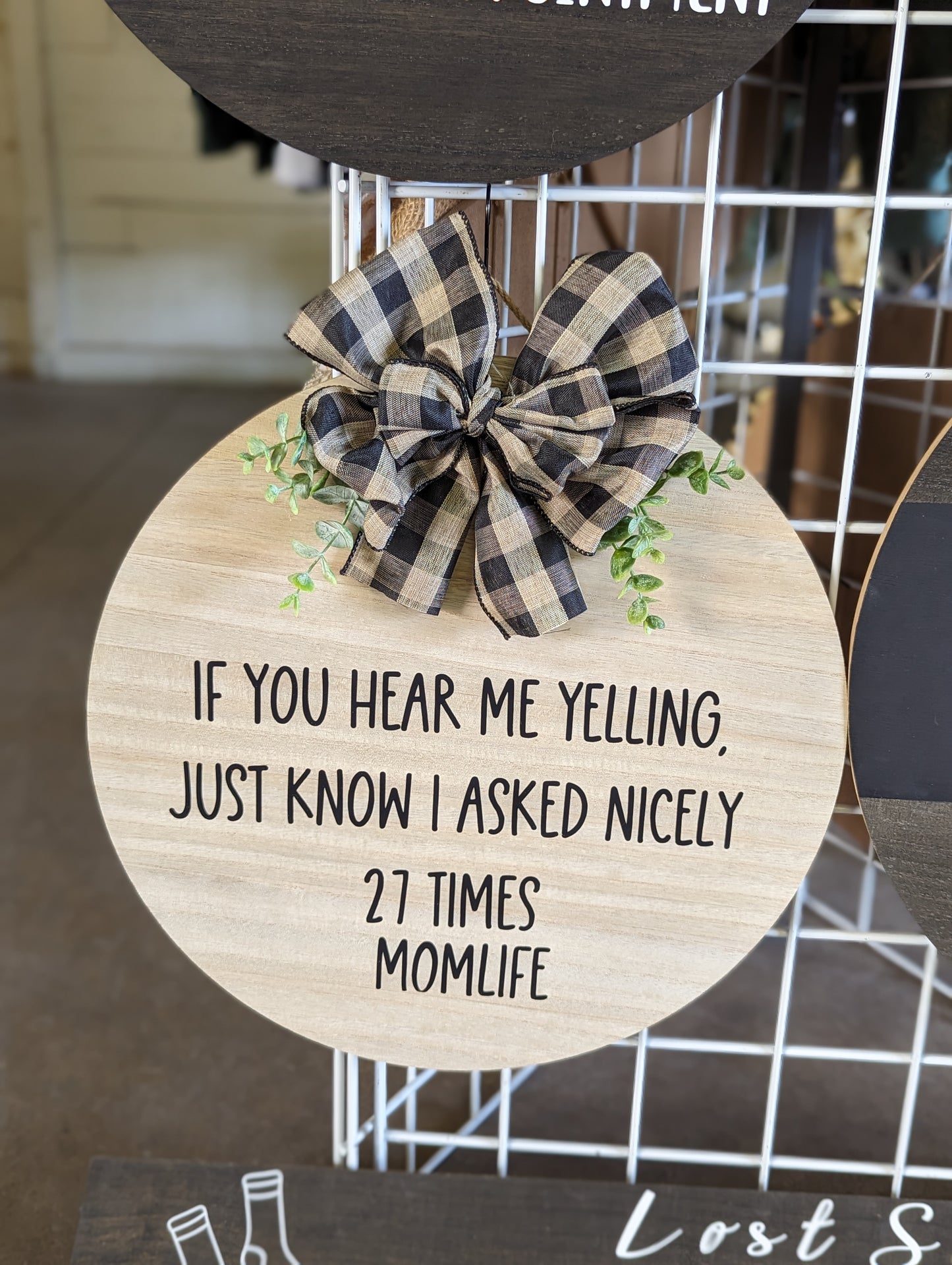 15" Hanging wood door sign