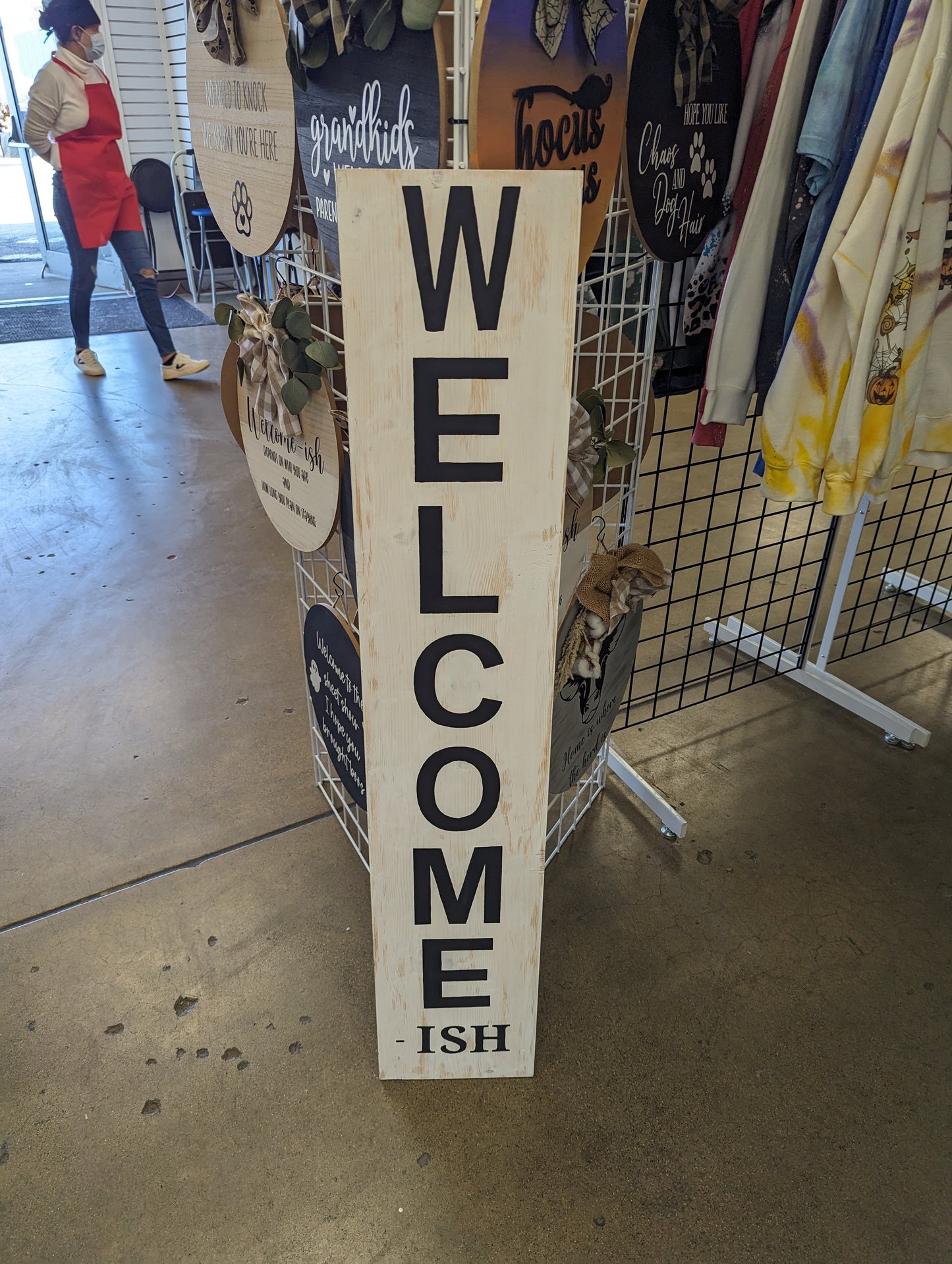 Standing wood door sign