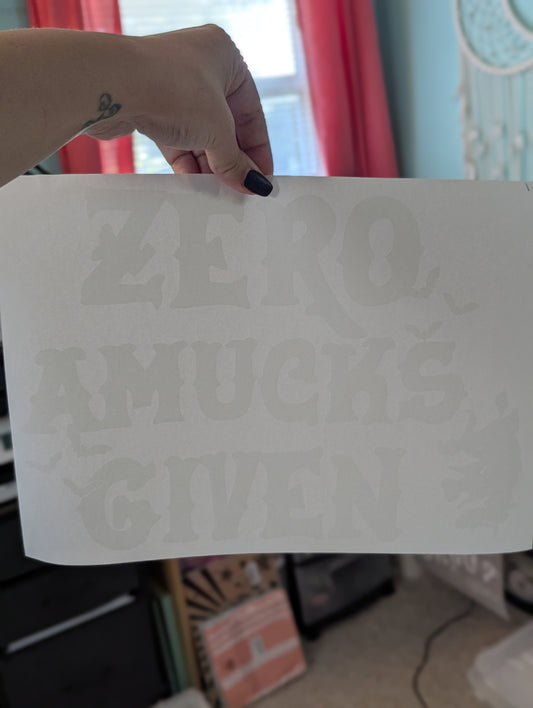 SCREENPRINT - ZERO AMUCKS GIVEN W/ POCKET