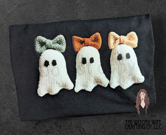 FAUX YARN GHOSTS WITH BOWS