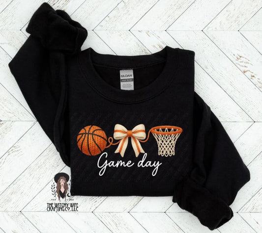 GAME DAY BASKETBALL BOW NET FAUX YARN