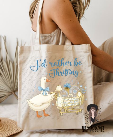I'D RATHER BE THRIFTING GOOSE - TOTE BAGS
