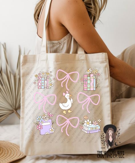 SILLY GOOSE, BOOKS & BOWS - TOTE BAGS