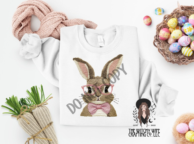 FAUX EMBROIDERED BUNNY
