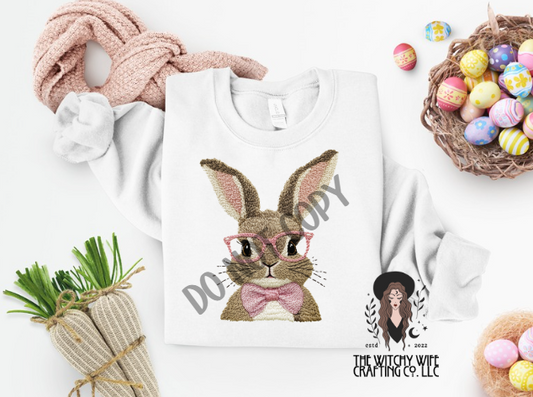 FAUX EMBROIDERED BUNNY
